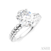 1/20 Ctw Oval Shape Round Cut Diamond Semi-Mount Engagement Ring in 14K White Gold