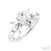 1/2 Ctw Akari Pear Shape Marquise and Round Cut Diamond Semi-Mount Engagement Ring in 14K White Gold