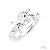 1/2 Ctw Akari Circular Shape Marquise and Round Cut Diamond Semi-Mount Engagement Ring in 14K White Gold