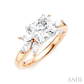 1/2 Ctw Akari Princess Shape Marquise and Round Cut Diamond Semi-Mount Engagement Ring in 14K Rose and White Gold