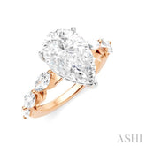 1 Ctw Pear Shape Marquise and Round Cut Diamond Semi-Mount Engagement Ring in 14K Rose and White Gold