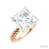 1/8 Ctw Princess Shape Round Cut Diamond Semi-Mount Engagement Ring in 14K Rose and White Gold