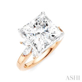 5/8 Ctw Akari Princess Shape Marquise and Round Cut Diamond Semi-Mount Engagement Ring in 14K Rose and White Gold