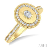 1/3 Ctw Art Deco Oval and Round Cut Diamond Fashion Ring in 14K Yellow Gold
