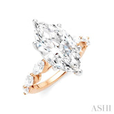 1 Ctw Marquise Shape Marquise and Round Cut Diamond Semi-Mount Engagement Ring in 14K Rose and White Gold