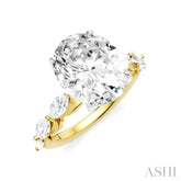 1 Ctw Oval Shape Marquise and Round Cut Diamond Semi-Mount Engagement Ring in 14K Yellow and White Gold