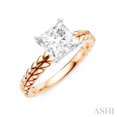 1/20 Ctw Princess Shape Round Cut Diamond Semi-Mount Engagement Ring in 14K Rose and White Gold