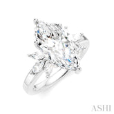 1/2 Ctw Akari Marquise and Round Cut Diamond Semi-Mount Engagement Ring in 14K White Gold
