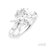 1/2 Ctw Akari Oval Shape Marquise and Round Cut Diamond Semi-Mount Engagement Ring in 14K White Gold
