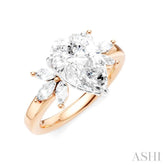 1/2 Ctw Akari Pear Shape Marquise and Round Cut Diamond Semi-Mount Engagement Ring in 14K Rose and White Gold