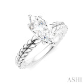 1/20 Ctw Marquise Shape Round Cut Diamond Semi-Mount Engagement Ring in 14K White Gold
