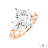 1/2 Ctw Akari Marquise and Round Cut Diamond Semi-Mount Engagement Ring in 14K Rose and White Gold
