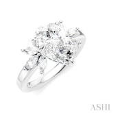 1/2 Ctw Akari Pear Shape Marquise and Round Cut Diamond Semi-Mount Engagement Ring in 14K White Gold