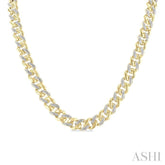 1/4 Ctw Round Cut Diamond Cuban Link Necklace in Yellow Gold Vermeil