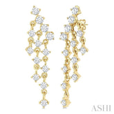 3/4 Ctw Round Cut Diamond Mini Chandelier Fashion Long Earring in 14K Yellow Gold