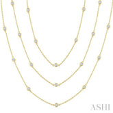3 Ctw Bezel Set Round Cut Diamond 60-Inch Long Station Necklace in 14K Yellow Gold