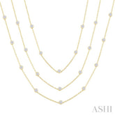 7 Ctw Bezel Set Round Cut Diamond 60-Inch Long Station Necklace in 14K Yellow Gold