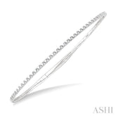 1/4 Ctw Triangle Motif Halfway Round Cut Diamond Flex Bangle in 14K White Gold