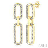1/10 Ctw Bold Paperclip Round Cut Diamond Fashion Earrings in Yellow Gold Vermeil