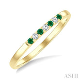 1/20 Ctw 1.55 MM Round Cut Emerald and Round Cut Diamond Precious Fashion Band in 10K Yellow Gold
