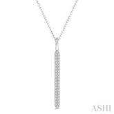 1/4 Ctw Rounded Bar Round Cut Diamond Pendant With Chain in 14K White Gold
