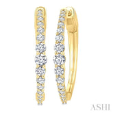 3/4 Ctw Graduated Round Cut Diamond Riviera Hoop Earrings in 14K Yellow Gold