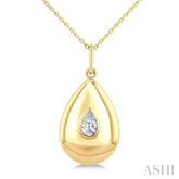 1/4 Ctw Bold Teardrop Pear Cut Diamond Fashion Pendant With Chain in 14K Yellow Gold