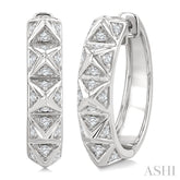 1/4 Ctw Pyramid Accent Round Cut Diamond Fashion Hoop Earring in 10K White Gold
