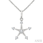 1/10 Ctw Star Round Cut Diamond Petite Fashion Pendant With Chain in 10K White Gold