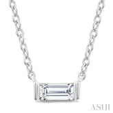 1/20 Ctw Baguette Diamond Petite Fashion Pendant With Chain in 10K White Gold