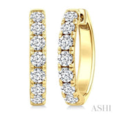 1 1/2 Ctw Round Cut Diamond Fashion Hoop Earrings in 14K Yellow Gold