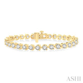 10 Ctw 3 Prong Round Cut Diamond Tennis Bracelet in 14K Yellow Gold