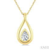 1/3 Ctw Nested Tear Drop Pear Cut Diamond Fashion Pendant With Chain in 14K Yellow Gold