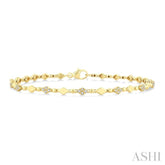 1/4 Ctw Kite Mount & Bead Link Round Cut Diamond Fashion Bracelet in 10K Yellow Gold