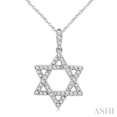 1/4 Ctw Star Of David Round Cut Diamond Fashion Pendant With Chain in 14K White Gold