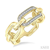 1/20 Ctw Bold Paperclip Round Cut Diamond Fashion Ring in Yellow Gold Vermeil