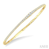 1 Ctw Round Cut Diamond Halfway Graduated Flex Bangle in 14K Yellow Gold