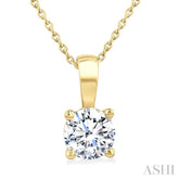 1 Ctw Prong Set Round Cut Diamond Solitaire Pendant With Chain in 14K Yellow Gold