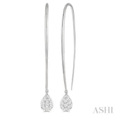 1/2 Ctw Pear Shape Dangler Lovebright Round Cut Diamond Earrings in 14K White Gold