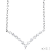 1/8 Ctw Chevron Round Cut Petite Diamond Necklace in 10K White Gold