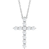 Sterling Silver 3/8 CTW Natural Diamond Cross 16-18" Necklace