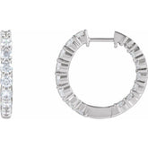 14K White Gold 2 CTW Lab-Grown Diamond Inside-Outside Hinged 20 mm Hoop Earrings