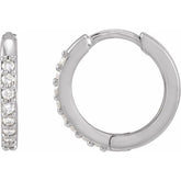 Platinum 1/8 CTW Natural Diamond Hinged 12.5 mm Hoop Earrings