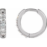 Sterling Silver .08 CTW Natural Diamond Hinged 10 mm Hoop Earrings