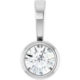 14K White Gold .06 CT Natural Diamond Bezel-Set Solitaire Pendant