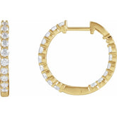 14K Yellow Gold 1 CTW Natural Diamond Inside-Outside Hinged 19.3 mm Hoop Earrings