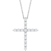 Platinum 1/2 CTW Natural Diamond Cross 16-18" Necklace