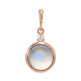 14K Rose Gold 6 mm Natural Rainbow Moonstone & .03 CT Natural Diamond Pendant