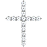 14K White Gold 3/4 CTW Natural Diamond Cross Pendant
