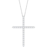 14K White Gold 1 CTW Natural Diamond Cross 16-18" Necklace
